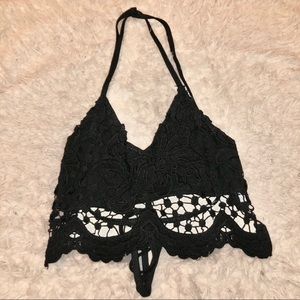 Black Laced Haltertop